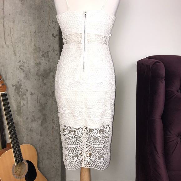 Express Rare Ivory Crocheted Lace Midi Dress - Picture 11 of 15
